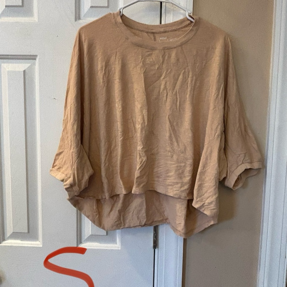 Aerie Beige Long Sleeve Crop Top